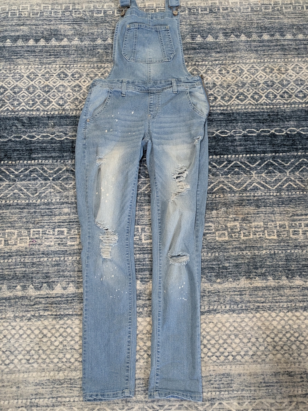 Wallflower Light Blue Distressed Denim Overalls